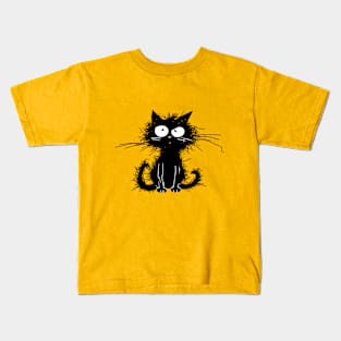 Fuzzy Black Cat Kids T-Shirt